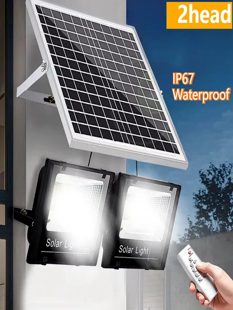 Solar-Flutlichter für Außenbereich mit Doppel-LED-Kopf, Geteilte Straßenbeleuchtung, Dämmerungssensor, Außenbeleuchtung für Garten und Schuppen