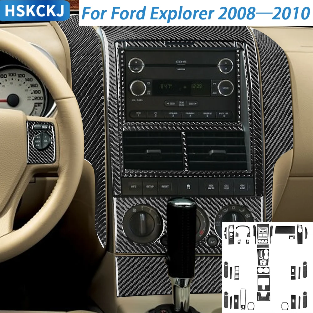 ألياف الكربون اكسسوارات السيارات غطاء عجلة القيادة مصباح الحاجب تقليم ملصق التعديل الداخلي لفورد اكسبلورر 2008—2010 #1