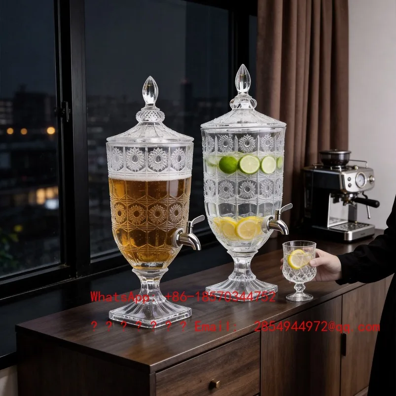 french-high-value-glass-cold-kettle-with-faucet-beverage-bucket-high-end-light-luxury-juice-bucket