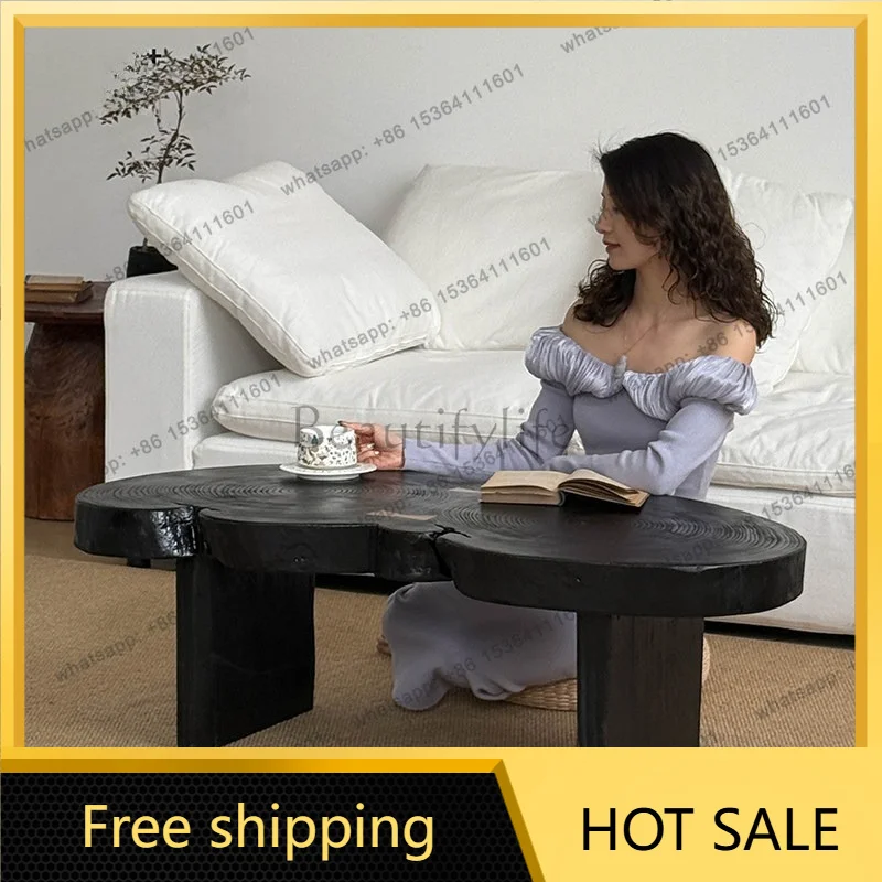 FG solid wood coffee table special-shaped log coffee table homestay low tea table
