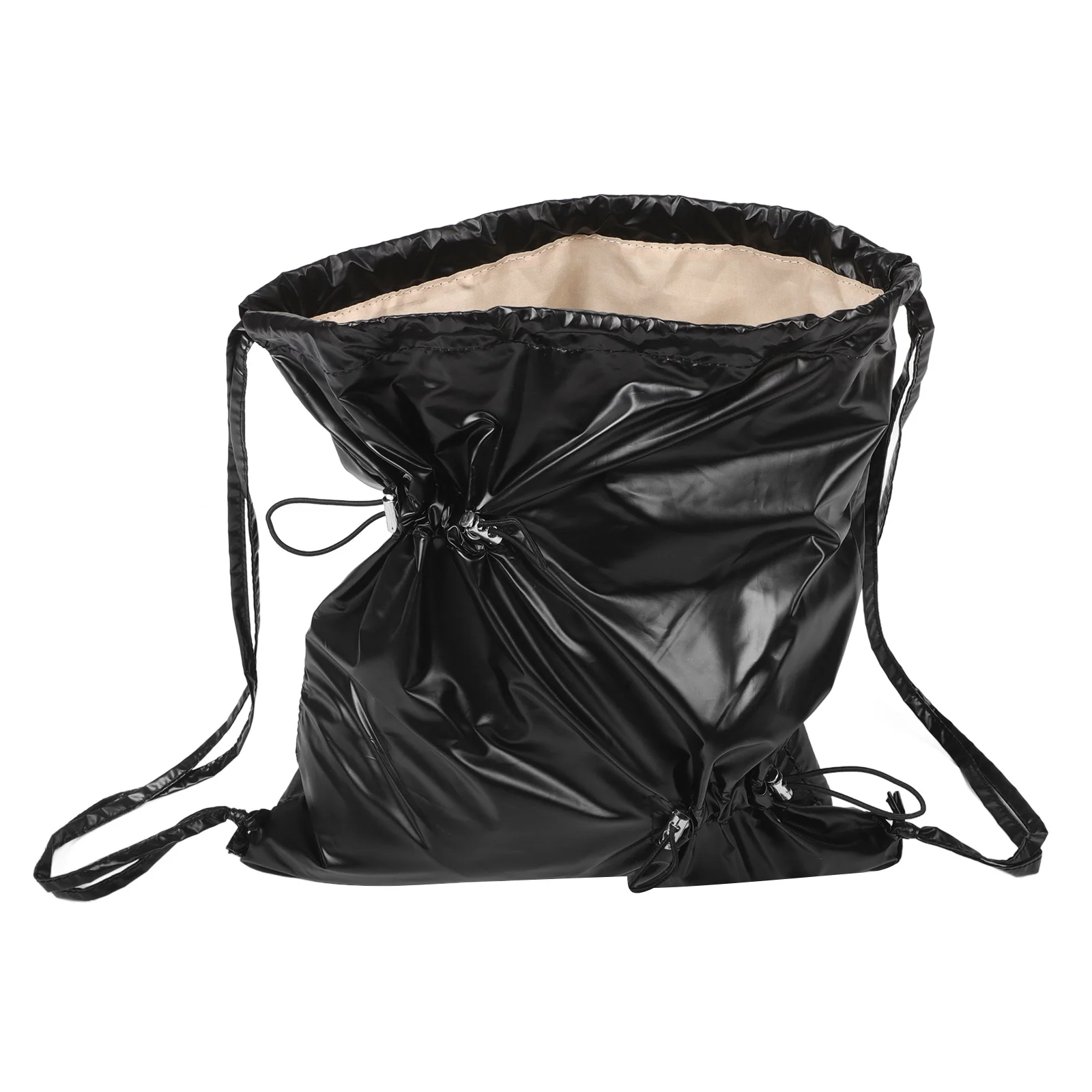 Drawstring Nylon Backpack Large Capacity Irregular Pleated Casual Sports Bag Travel Gym Sackpack Waterproof Lightweight