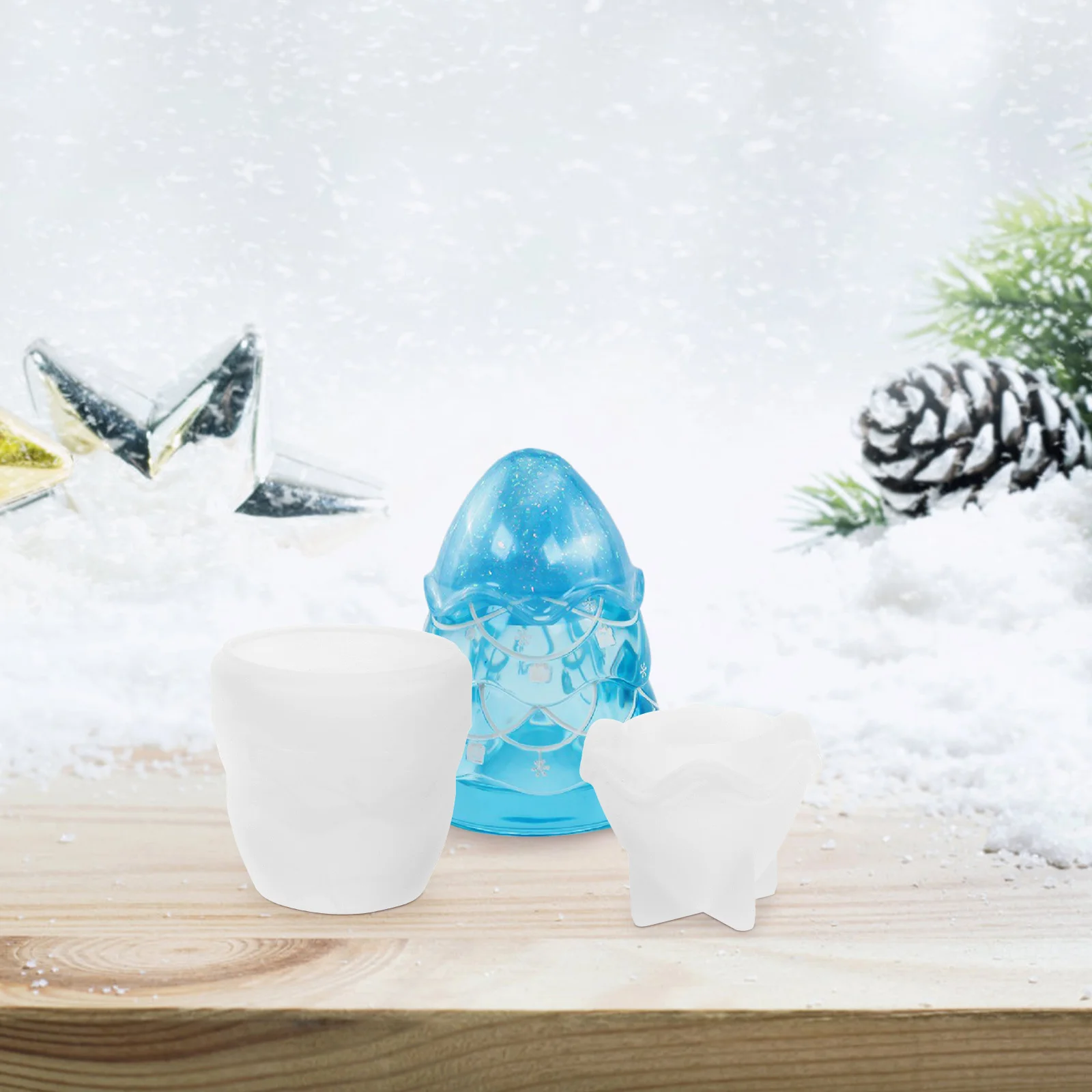 

1Set Christmas Tree Silicone Candy Jar Mold Flexible DIY Epoxy Craft Storage Mold Christmas Decor Silicone Molds