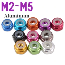 M2 M3 M4 M5 Colorful Anodized Aluminum Alloy Locking Hexagon Nut Nylon Hexagon Insert Locking Nut Self locking Nut