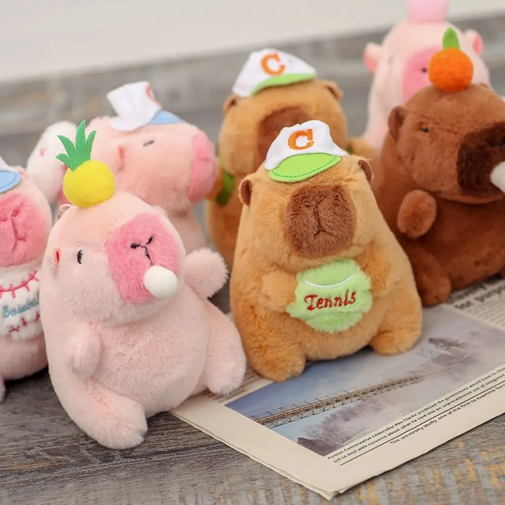 Multicolor Plush Capybara Keychain Cartoon Capybara Cute Simulation Capybara Pendant Accessories Toy Fluffty Animal Doll Kids