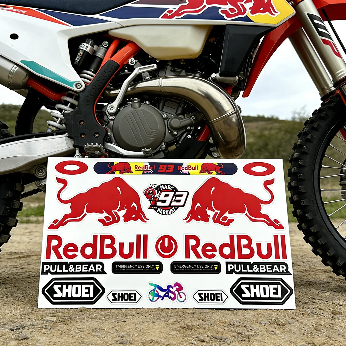 

Reflective Red Bull Motorcycle Decal For Yamaha Suzuki KTM Kawasaki Helmet Body Use