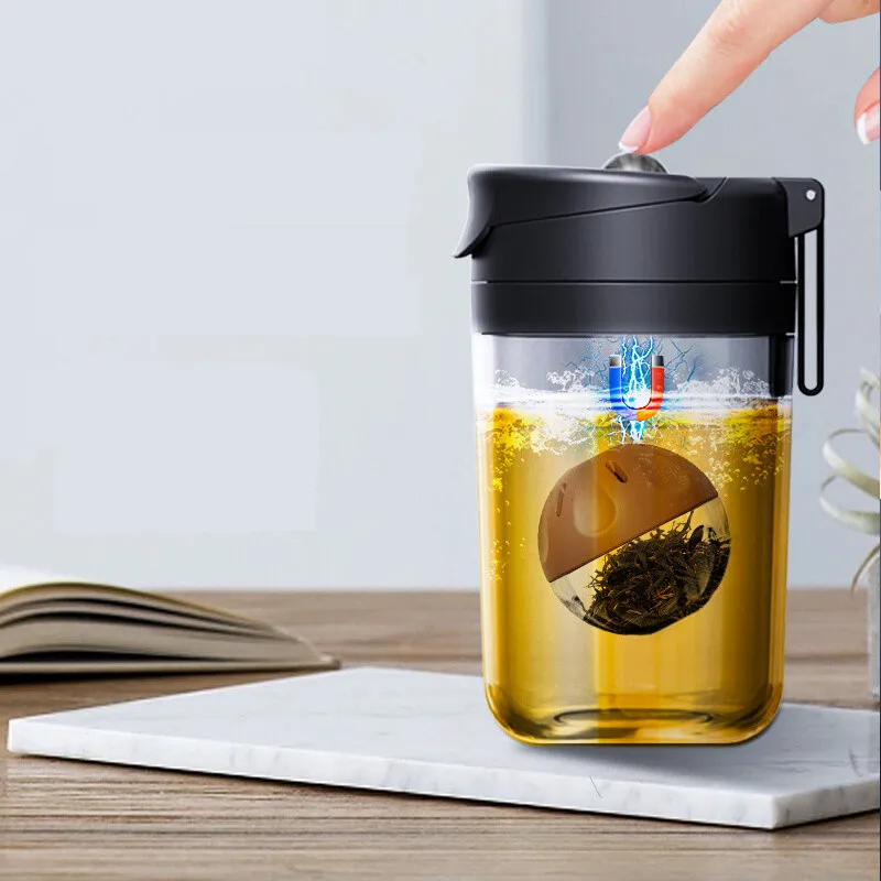 Tea Tumbler With Magnetic Infuser For Loose Leaf Tea And Fruit Water Travel Thermos Tea Infuser Bottle For Tea Water Separation