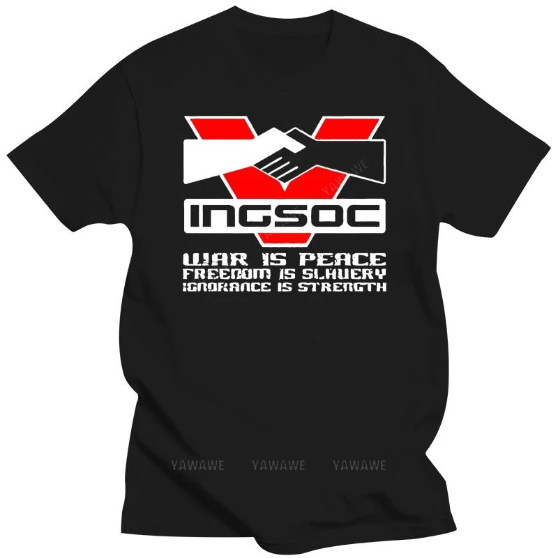 Mens brand t-shirt Summer T shirts For Men New INGSOC George Orwell Slogan 1984 Big Brother Socialism War is Peace t shirt