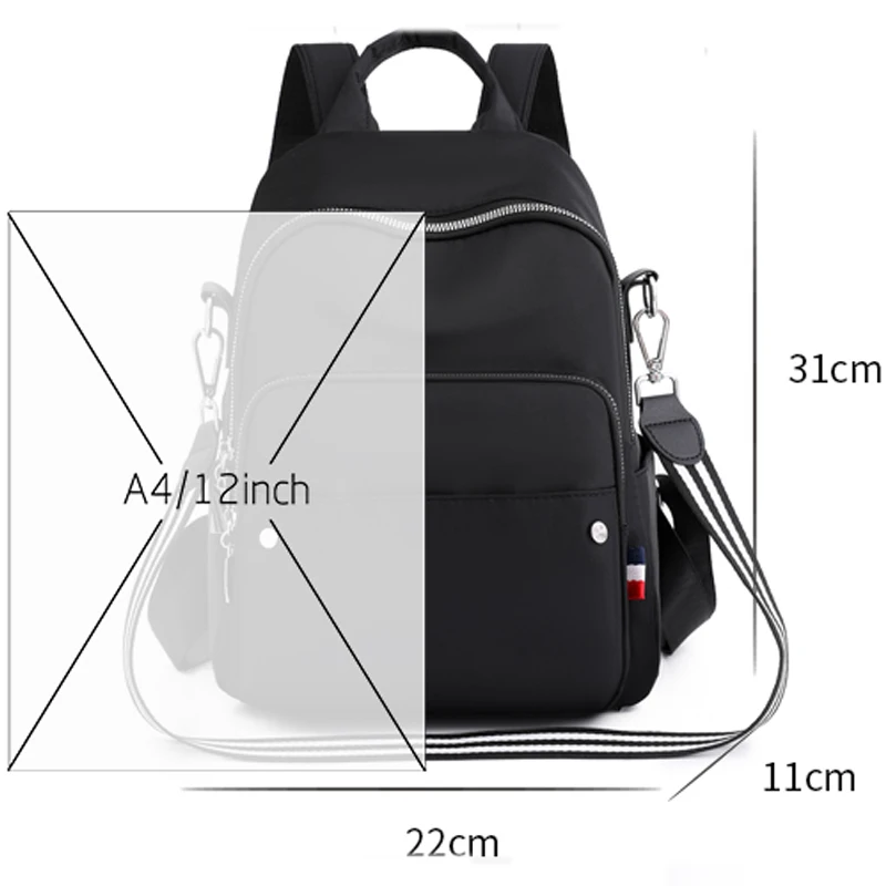 2023 New Famous Women's Solid Color Design Bookpack Large Capacity Anti-theft Anti-splash Backpack High Quality Nylon Schoolbag