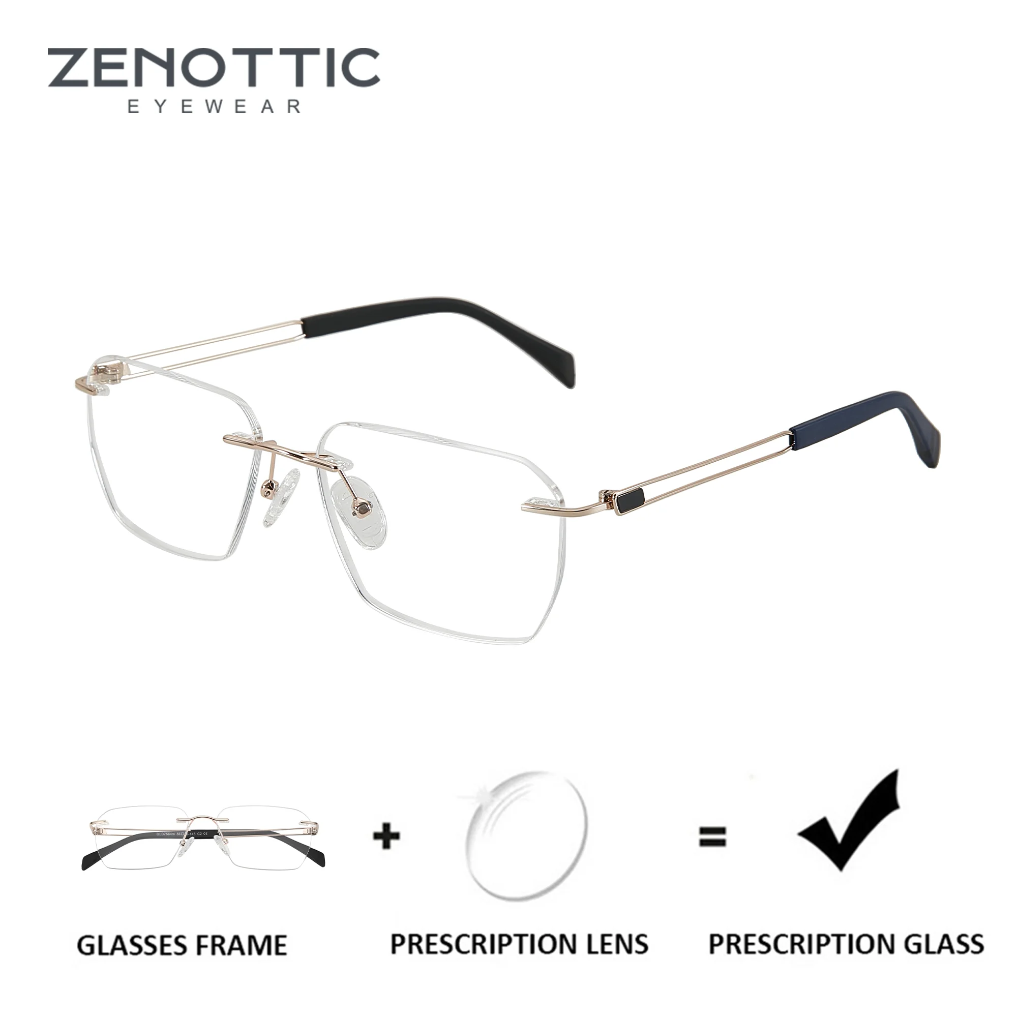

ZENOTTIC (размер M) многоугольные очки по рецепту для мужчин, фотохромные оптические очки без оправы для близорукости