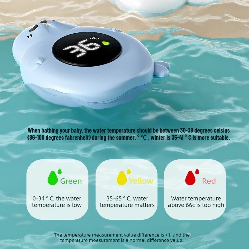 

Baby Bath Thermometer Tub Temperature Monitor Hot Cold Water Resistant Temperature Warning Monitor Upgraded Sensor LED Display