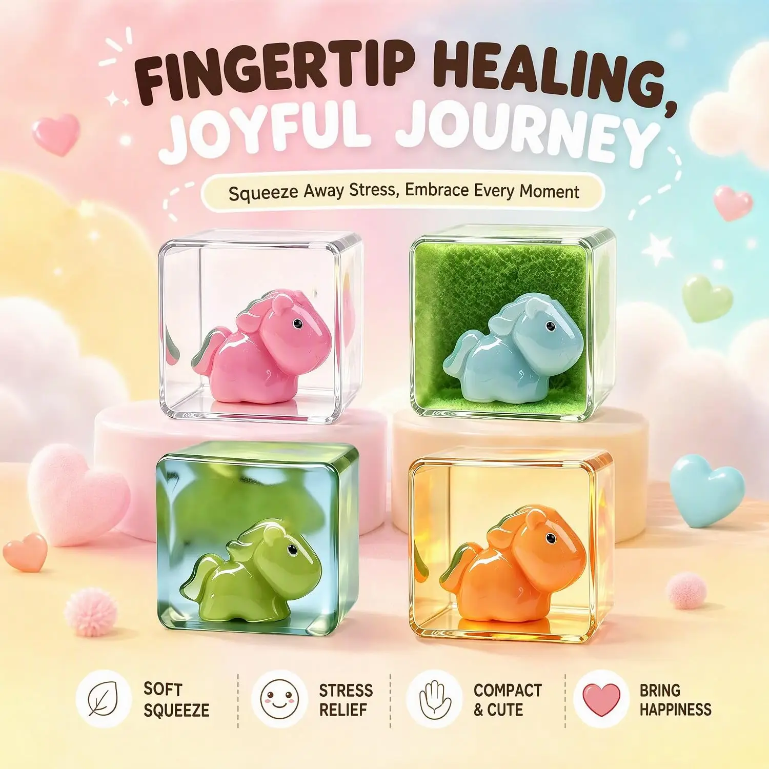 4PCS  Ice Squishy Toys Stress Balls for Adults Kids Sensory Stress Relief Toys Fidget Cubes Squeeze Anxiety Stocking Fillers