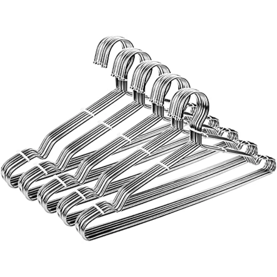 

Clothes Hangers Coat 17.7 Inch Large Bulk Wire Hanger Non-Slip Heavy Duty Clothing Hangers Metal Space Saving Thin Stainless St