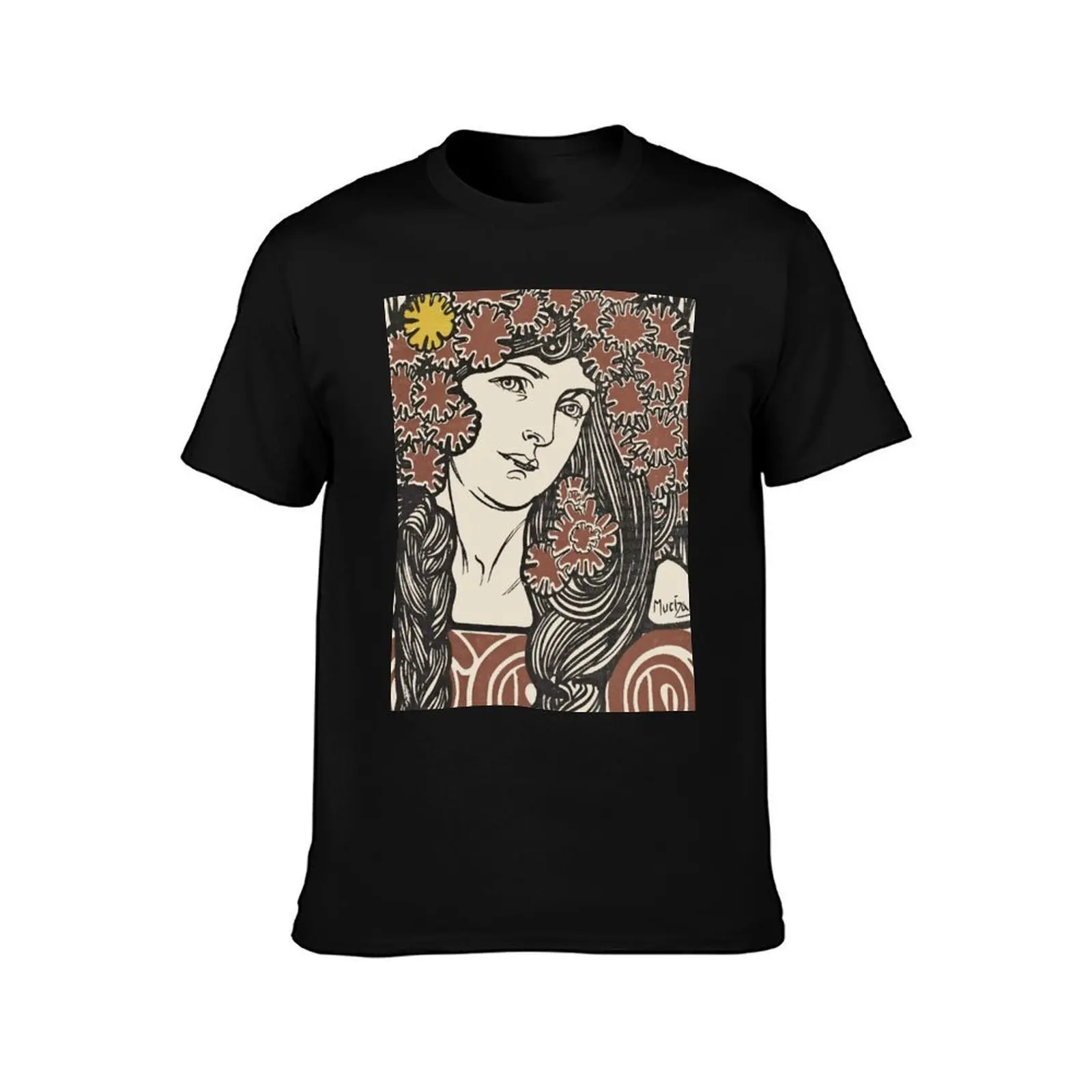 Vintage Alphonse Mucha - Cocorico 1912 Art Nouveau T-Shirt, Summer Casual Cotton Tee, Oversized Streetwear Tops, 100% Cotton
