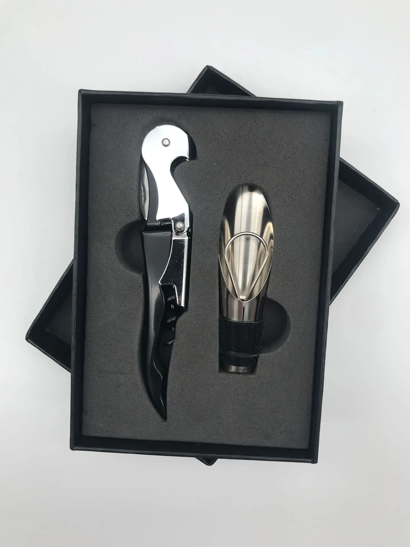 Haima Knife Wine Pourer Red Wine Bottle Opener Set Wine Set Gift Box Four Piece Set Stainless Steel Vacuum Sto