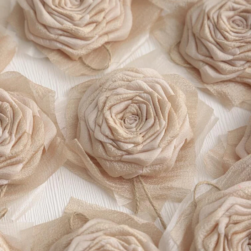 1 Pcs Brown Withered Rose Three-Dimensional Flower Handmade DIY Hair Accessories Clothing Cloth Stickers