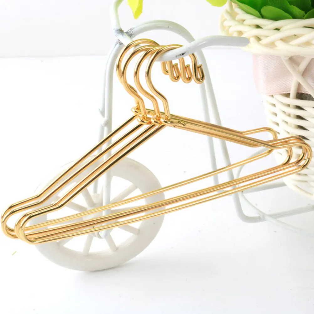 

10Pcs Carbon Clothes Holders Golden Sturdy Small Hangers Wardrobe Supplies Storage Racks Clothes Organizers