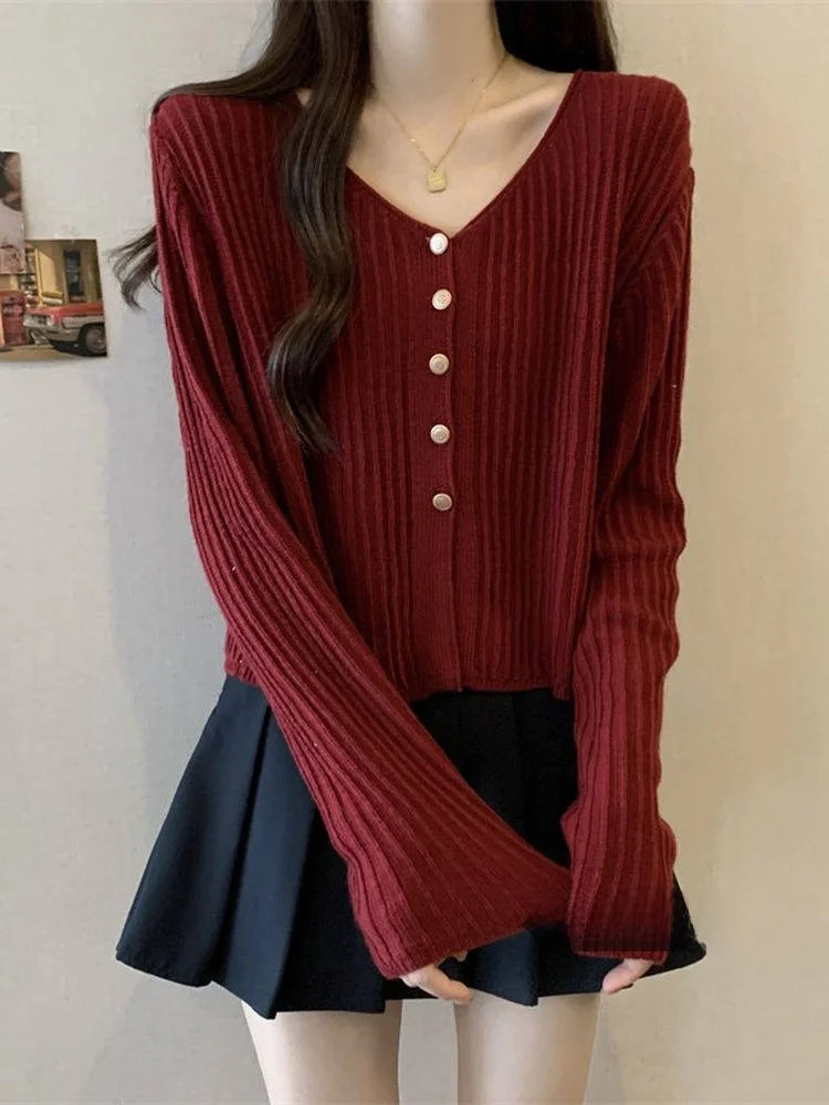 

Зимний вязаный кардиган больших размеров с V-Ne ort для похудения, длинный све, женская модная верхняя одежда, повседневная одежда в стиле регули...