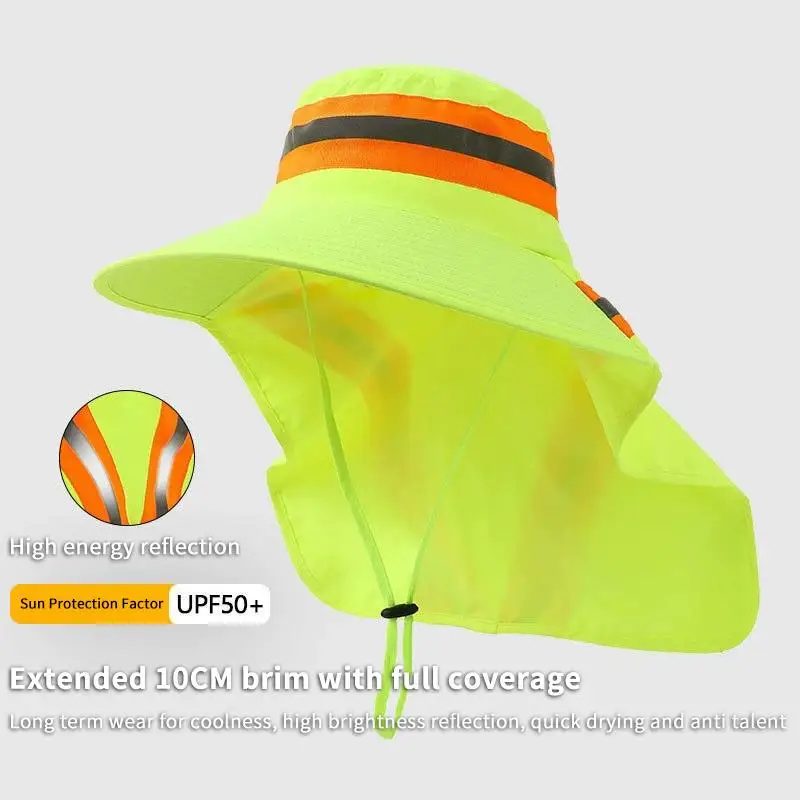 Reflective Sun Hat Sunshade Anti UV Adjustable Design Bucket Hat Large Brim Neck Shawl Protection Sun Worker Outdoor Hat