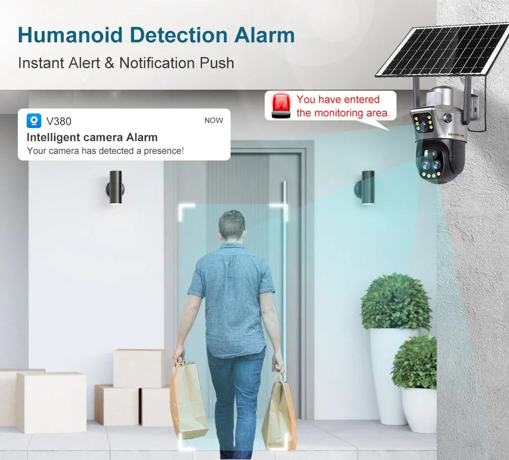 LS VISION V380 Dual Lens WIFI/4G Camera Solar 10X Zoom PIR Human Detection Night Vision Outdoor Security Video Cam 8MP 4K Cctv