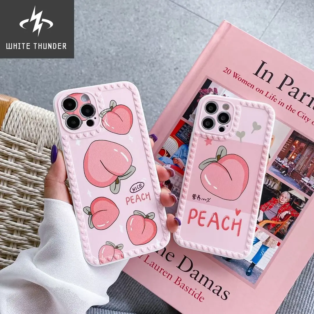 INS Korea Cute 3D squishy Decompress Stereo Elastic peach Soft phone Case For iphone 7 8 Puls X XR XS 11 12 pro Max soft cover