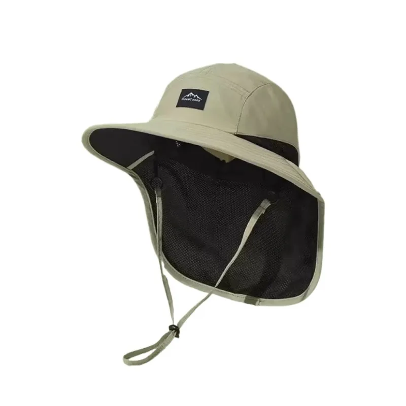 Unisex Summer Wide Brim Waterproof Quick-drying Panama Caps Outdoor Visor Bucket Hats Mesh Breathable Sun Hat with Neck Flap, image 6