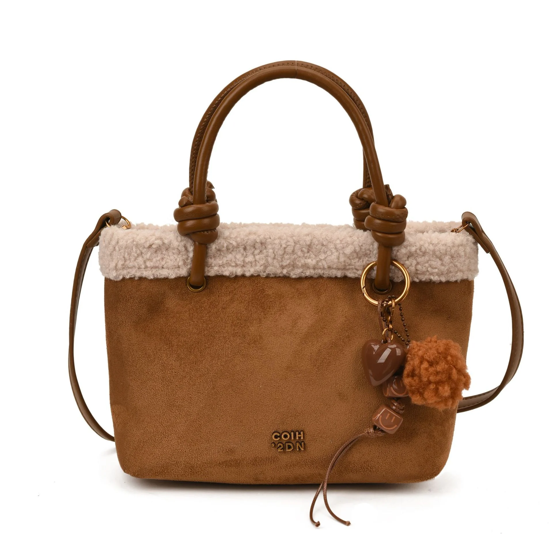 خمر فو الجلد المدبوغ صوف الضأن الربط صغيرة واحدة حقائب كتف حقائب اليد النسائية الخريف الشتاء جديد بسيط اليومية حقيبة ساعي #5