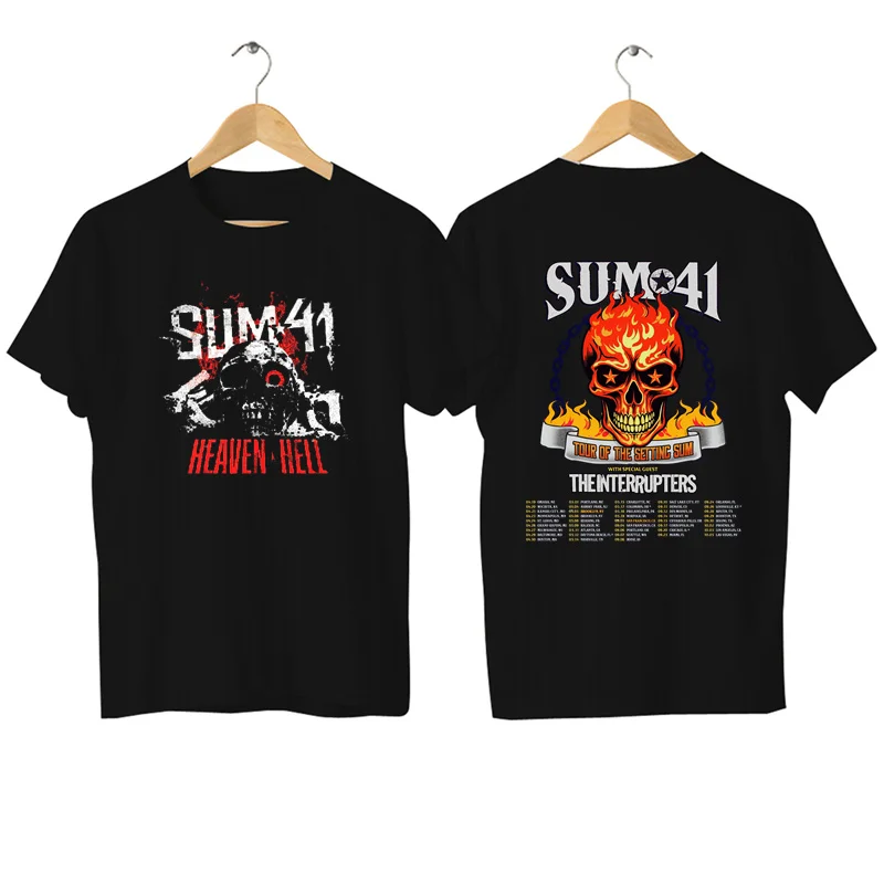 2024 tour Sum 41 T-shirts for Rock Band Harajuku Short Sleeved T-shirt Y2k Clothing Goth Clothes Streetwear Men Graphic men\'s