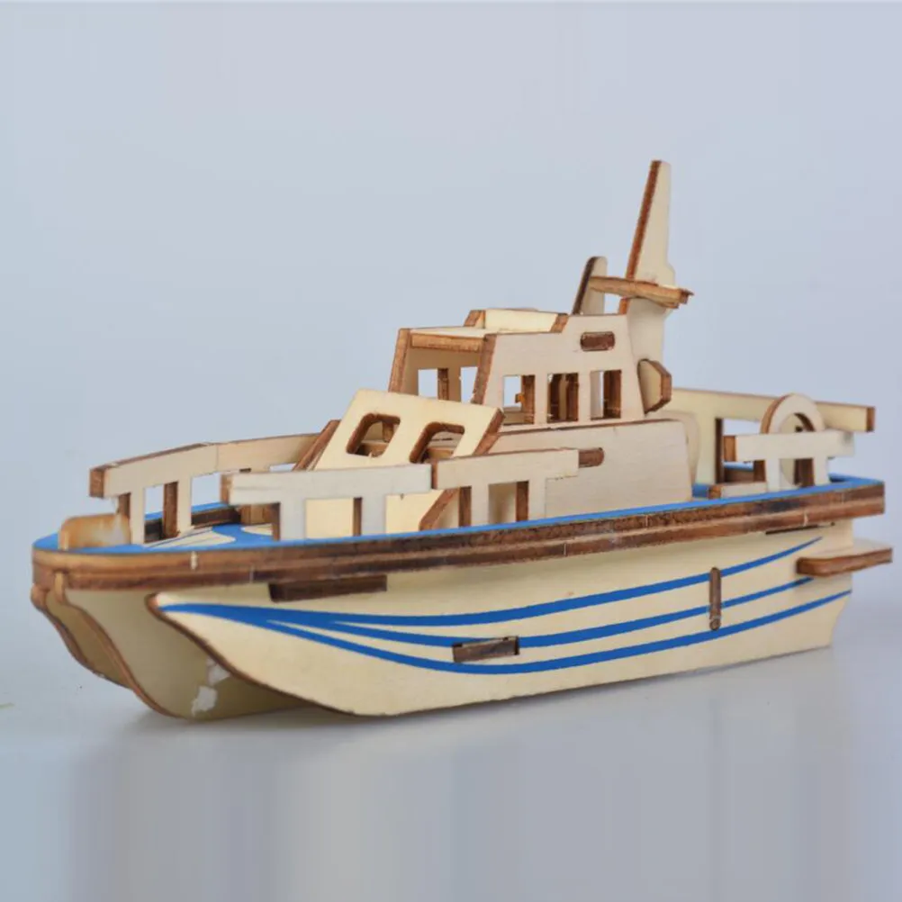 

3D Wooden Puzzle Life Boat DIY Jigsaw for Kids Educational Building Kit Room Decor Craft Assembly Safe Premium Material Children