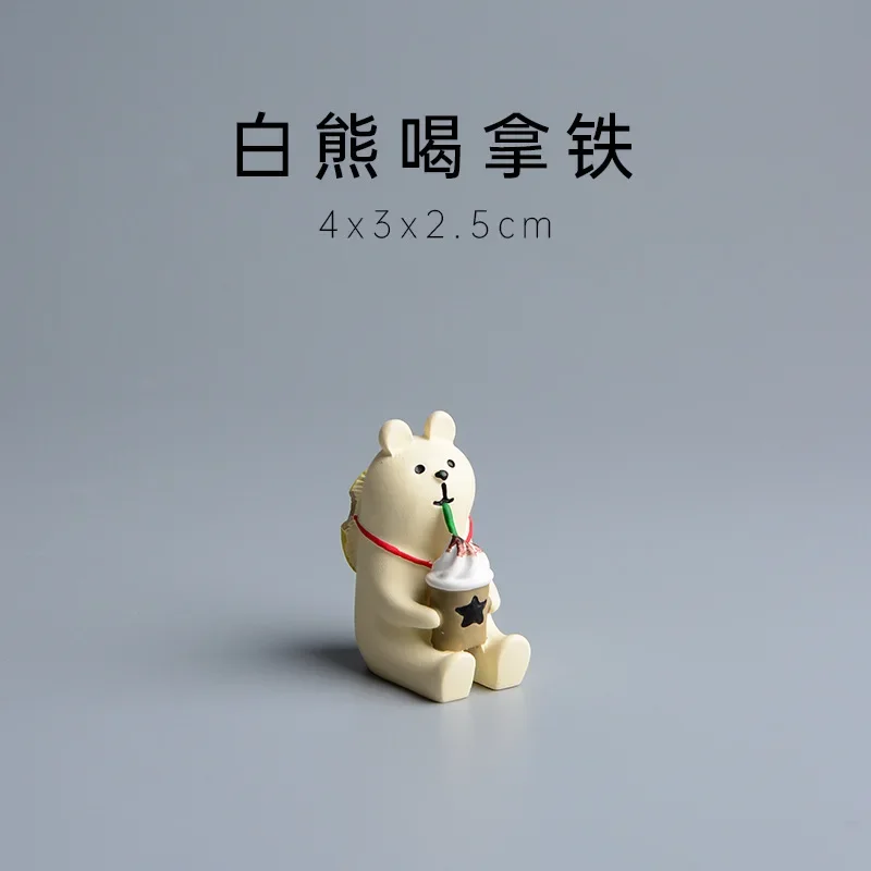 ZAKKA Cute Cat Bread Picnic Miniatures Animal Panda Bear Resin Handicraft Desktop Ornaments Fairy Garden Home Decor Crafts Toys