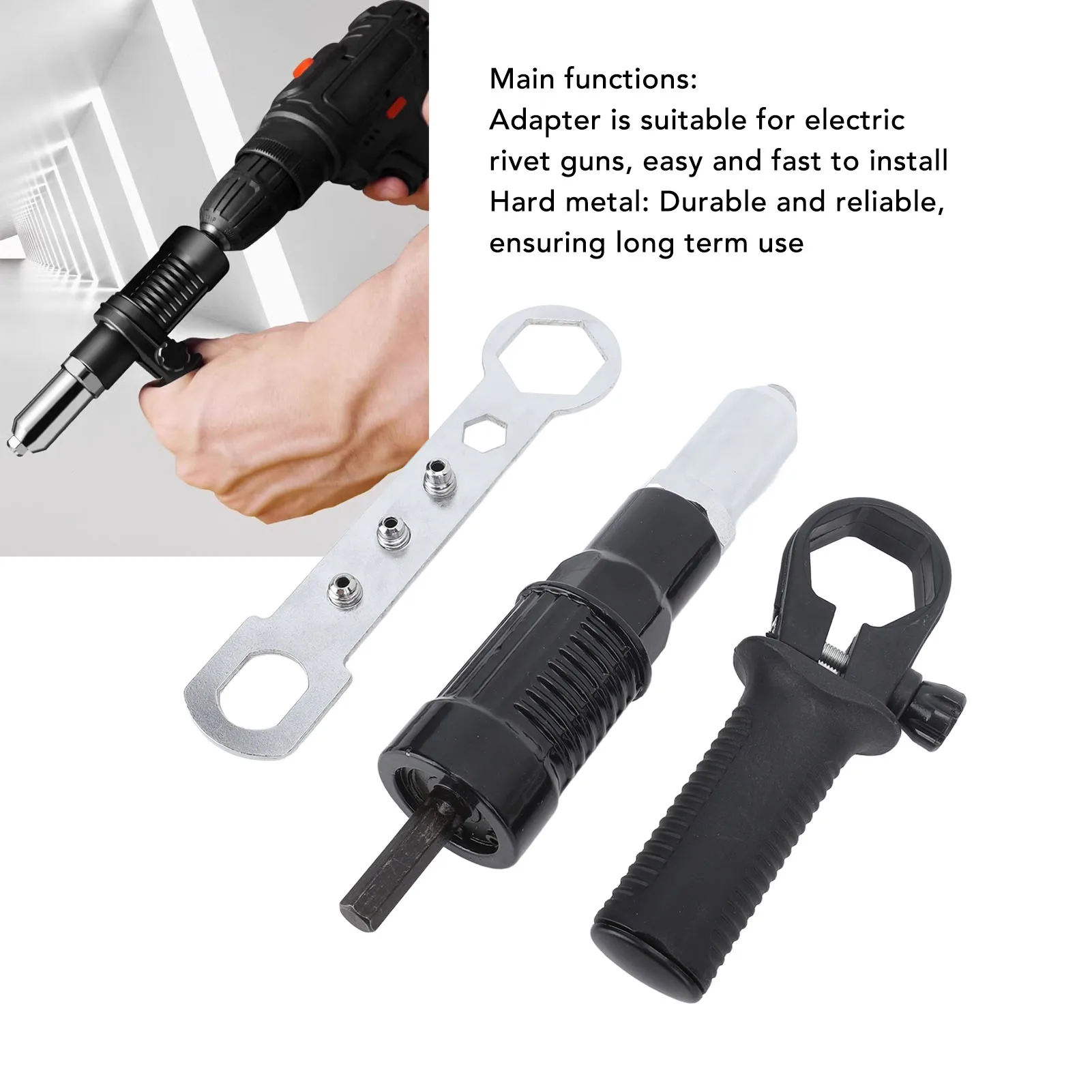 Electric Rivet Gun Adapter Kit Hard Metal High Accuracy Tight Fit Rivet Nut Adapter Replacement