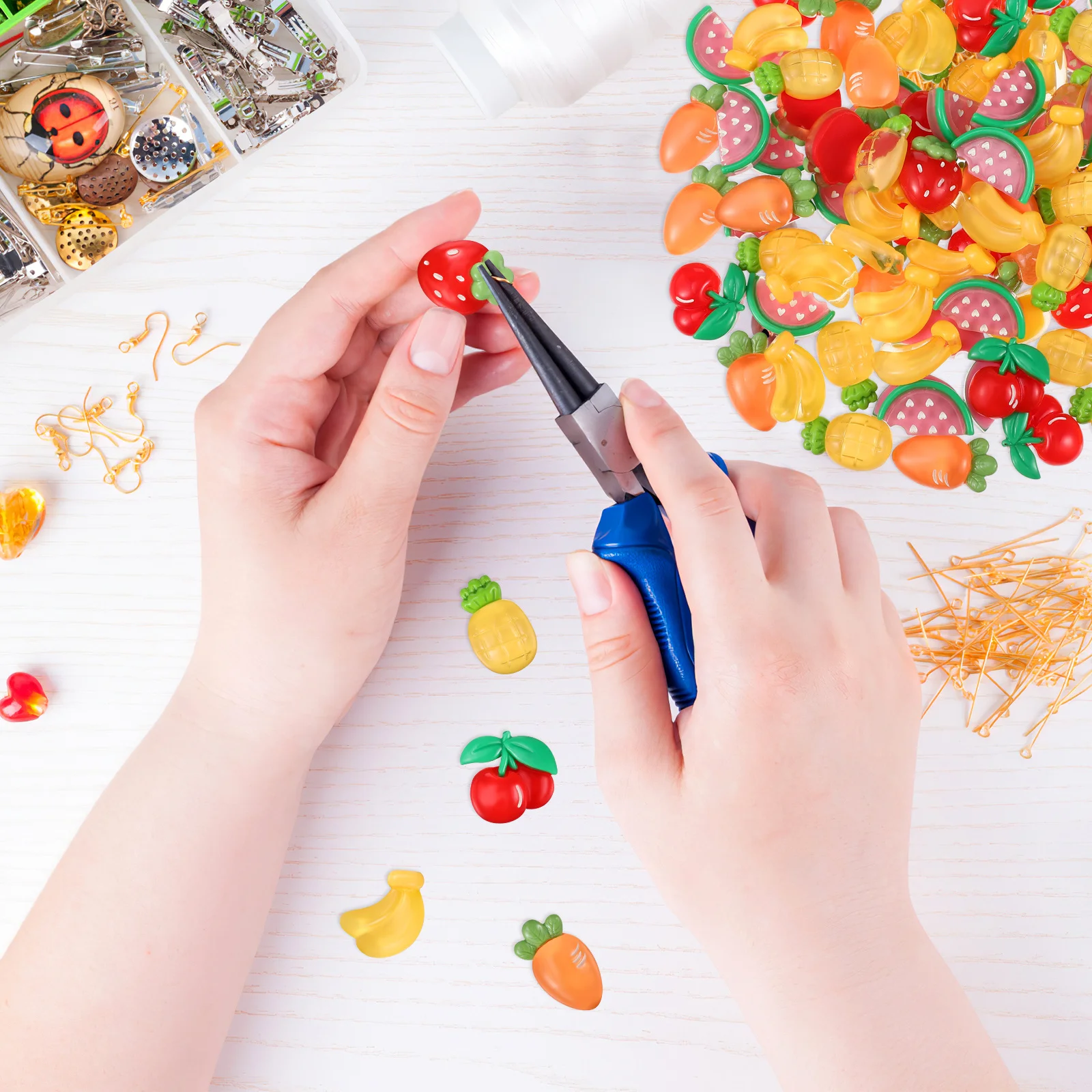100 Stuks Fruit Charms Hars Plaksteen Kralen voor Sieraden Maken Nail Art Scrapbooking Haaraccessoires DIY Benodigdheden
