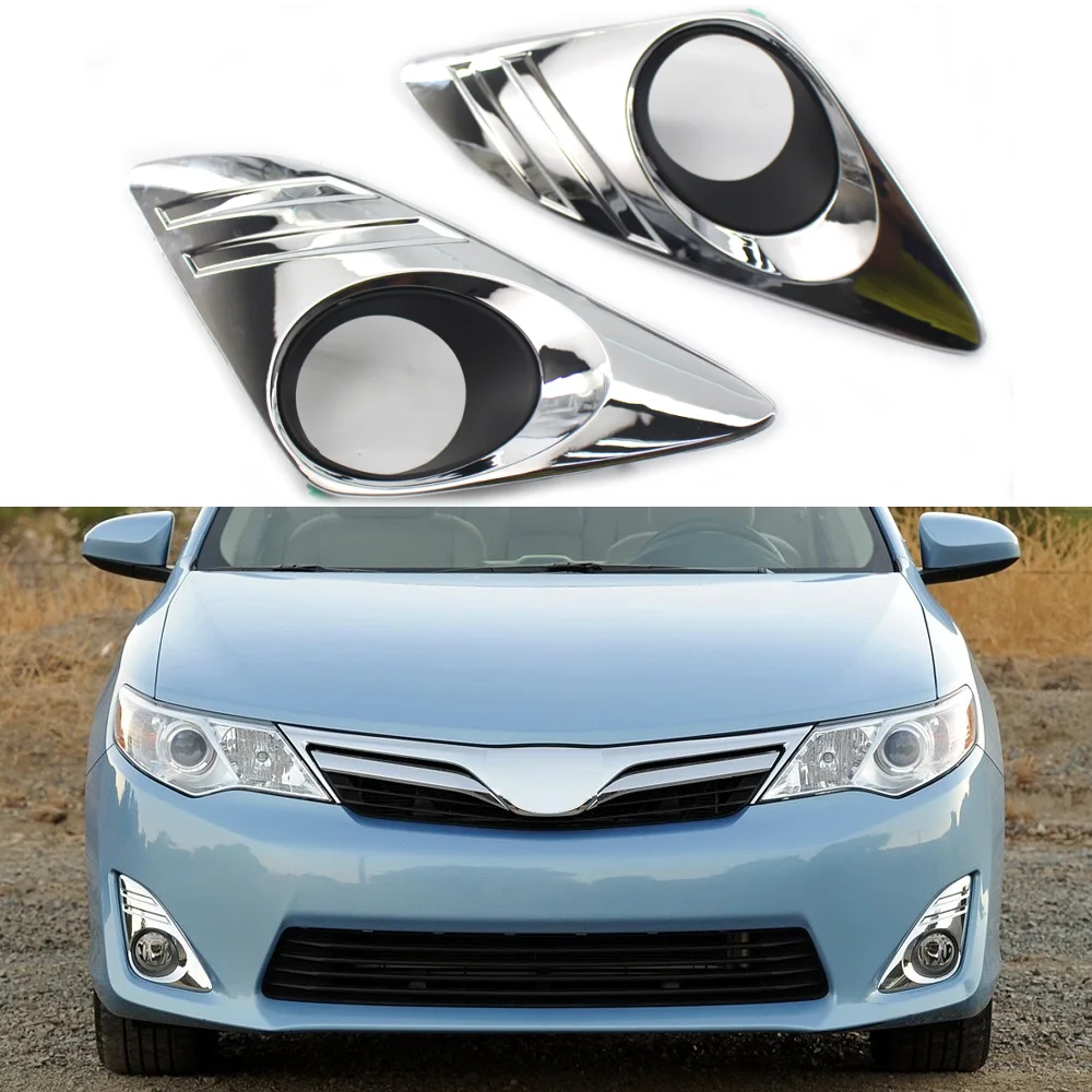 Left Right Silver Car Front Bumper Lower Fog Lamp Grille Cover Fog Light Grill Fits For Toyota Camry 12-14 5212506200/5212606200