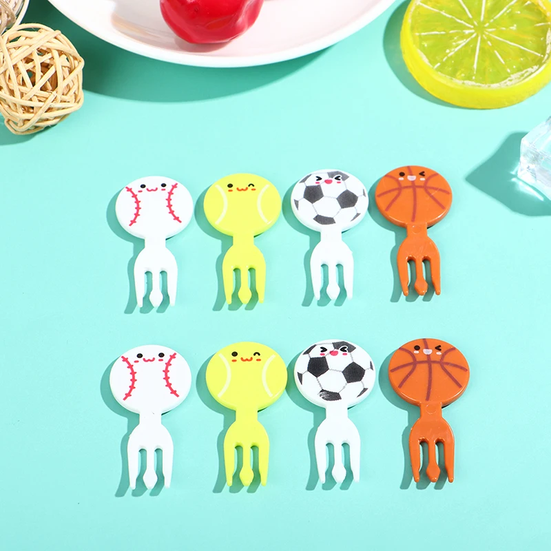 8pcs/set Mini Football Sport Fruit Fork Cartoon Snack Cake Dessert Food Fruit Toothpick Lunch Party Decoration Kids Food Picks