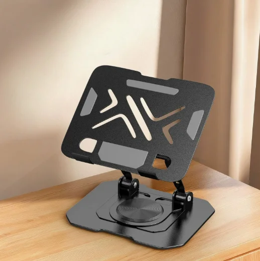 Adjustable Rotatable Dual Rod Carbon Steel Desktop Tablet Holder, Foldable Tablet Stand for 4.7–16.5 Inch Tablet