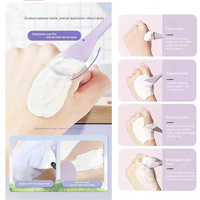 Cepillo de máscara de silicona, limpieza de belleza, cabezal de cepillo autónomo, masaje de doble propósito integrado, herramienta de eliminación de piel oscura