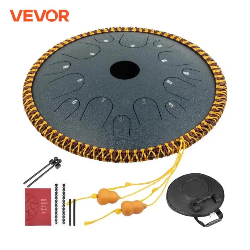 VEVOR 14 Inch 14-Tone Steel Tongue Drum In C Minor 36cm Hand Pan Drum Tank With Travel Bag Percussion Instruments Hand Pan Drum