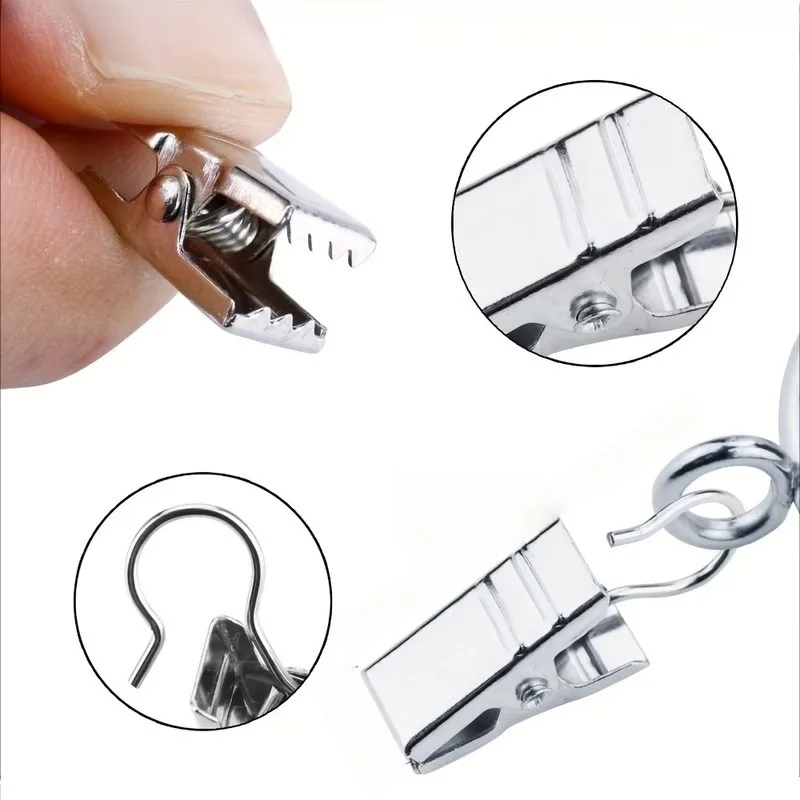 24 pcs Open-End Curtain Clips with Rust Resistant Metal, ideal for Small Item Hanging and Living Room Curtains