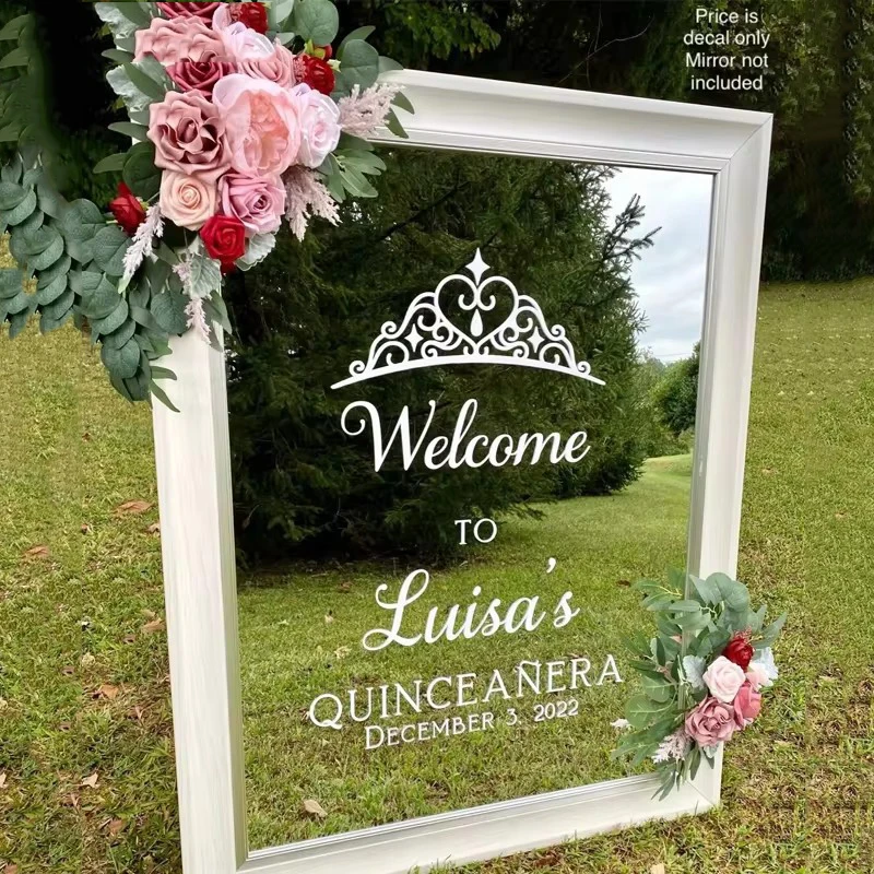 

Welcome Wedding Sign Stickers Personalized Name Vinyl Stickers Welcome To Quinceanera Sign Decal Baby Birthday Party Decals