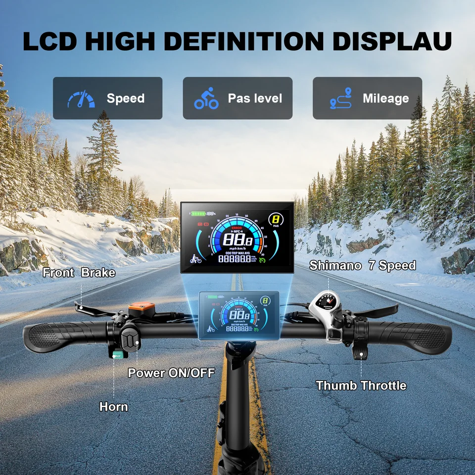 Electric Bike EC20 1000W Motor 48V18AH Battery Hydraulic Brake Mountain E-Bike 20 Inch Tire All-Terrain Off-Road Electric Bicycl image 8