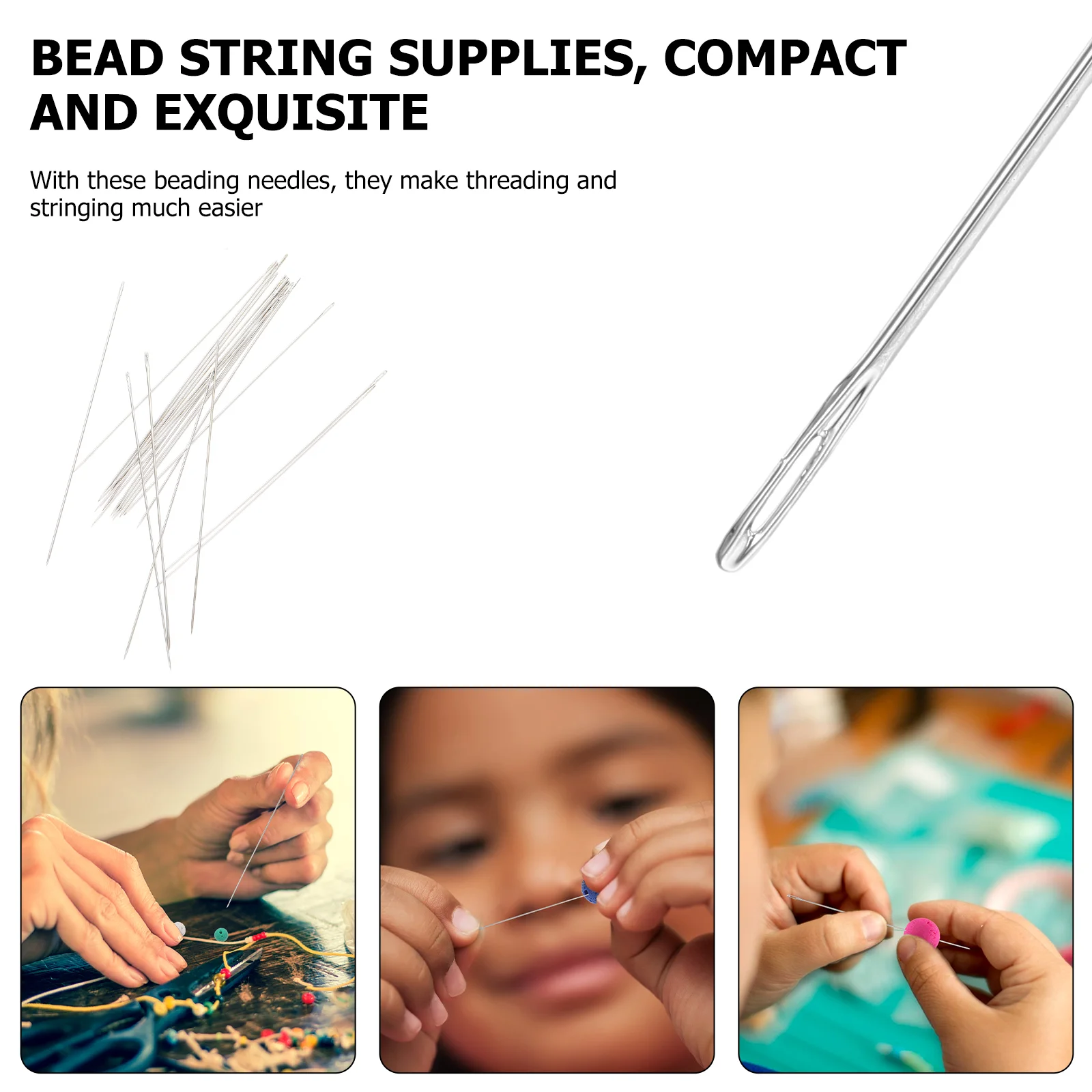 20 Pcs Tool Foldable Beading Needle Stainless Embroidery Needles Superfine Beaded Steel Beads DIY