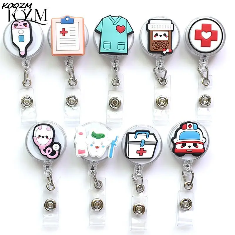 

Retractable Hospital Nurse Badge Holder Reel Cartoon ID Card Holder Keychains 2021 New Design High Quality