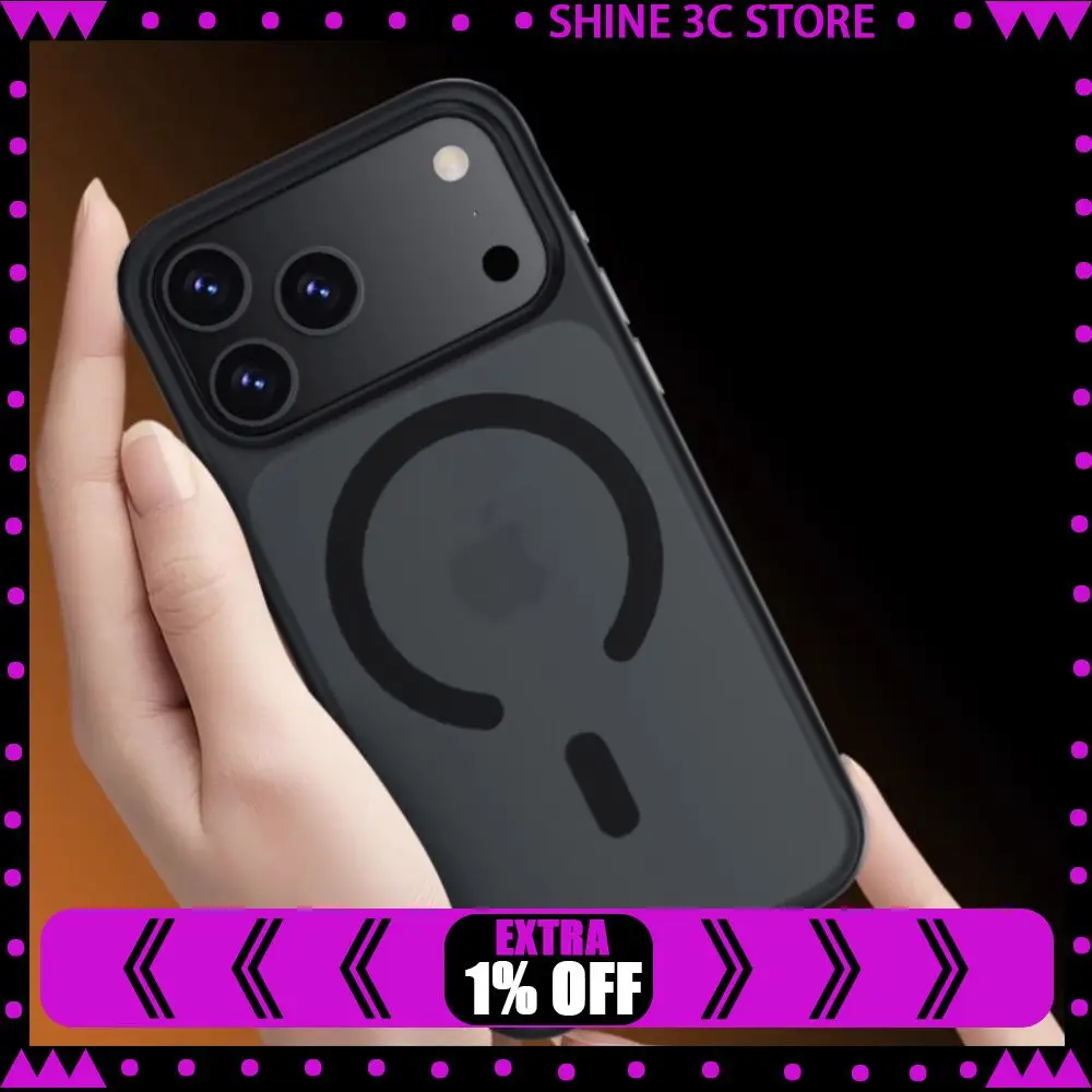 

Чехол для телефона Blueo, прозрачный магнитный чехол для зарядки, задняя крышка, устойчивый к падениям, силиконовый матовый чехол для телефона, подарок для iphone 17 Pro Max