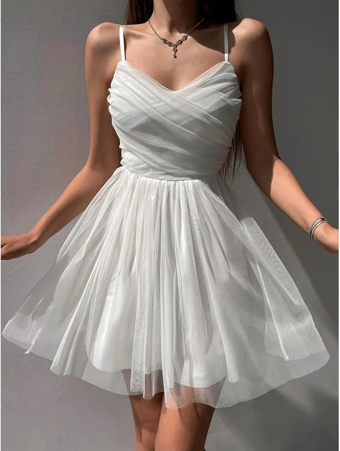 Cudiew Tulle Homecoming Dresses for Teens 2025 Short Mini Party Dress Spaghetti Straps Sleeveless Cocktail Gowns