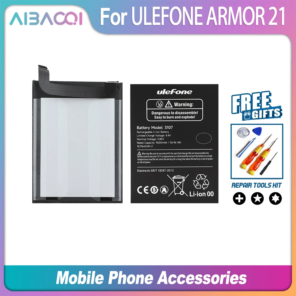 AiBaoQi Original 9600mAh For Ulefone Armor 21 Battery Mobile Phone Replacement High Quality Batteria With Tools