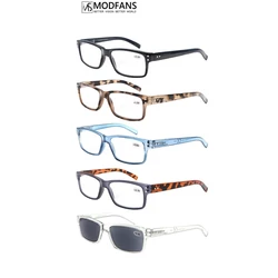 MODFANS Men Women Reading Glasses Classic Square Frame Spring Hinge Lightweight with Diopter MSR034