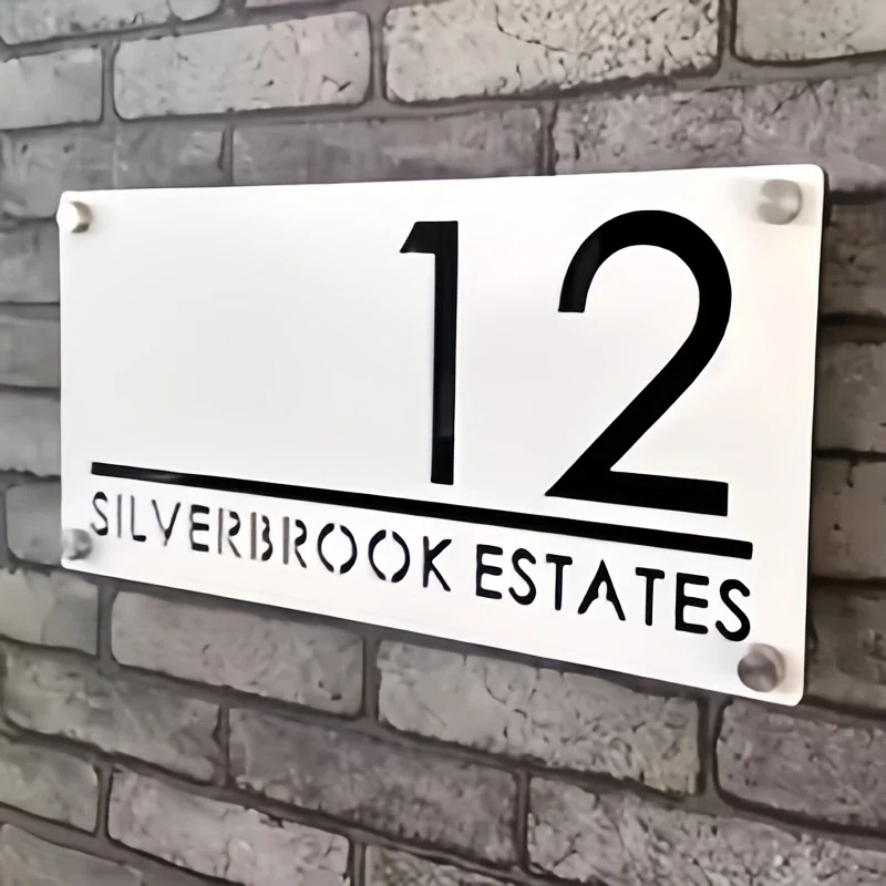 ป้ายเลขที่บ้านแบบส่วนตัวสำหรับติดตั้งภายนอกอาคาร พร้อมตะปู ป้ายเลขที่บ้านแบบกำหนดเอง ตัดด้วยเลเซอร์ 3 มิติ ป้ายอะคริลิคสำหรับแสดงที่อยู่ภายนอกอาคาร