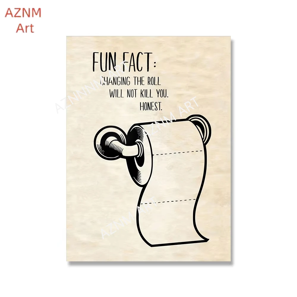 Wall Art Canvas Painting Funny Bathroom Rules Sign Nordic Black White Poster Print Toilet Humour Pictures Bathroom Home Decor view 5