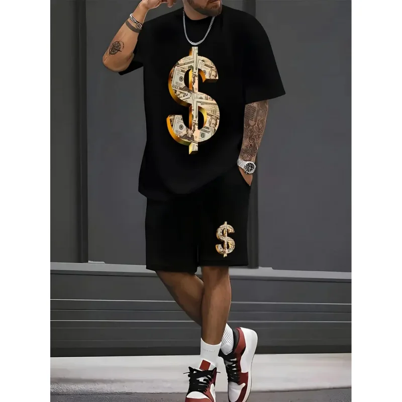 

Men's short-sleeve and shorts set, fashionable two-piece outfitSPrintingTT-shirt and Shorts Suit