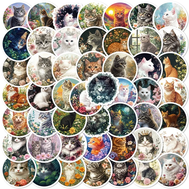 

10/30/50PCS Cartoon Animal Round PVC Sticky Sticker Aesthetic DIY Decoration Scrapbooking Hand Accounting Supplies for Kids