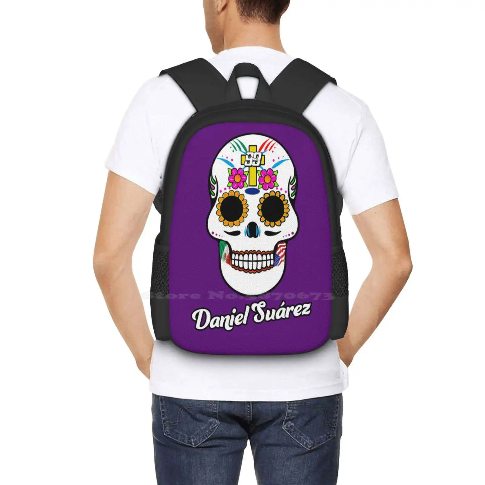 Daniel suarez กระเป๋าเป้สะพายหลังลาย3D กระเป๋านักเรียน Daniel suarez trackhouse Racing Chastain Sugar Skull Daytona 500